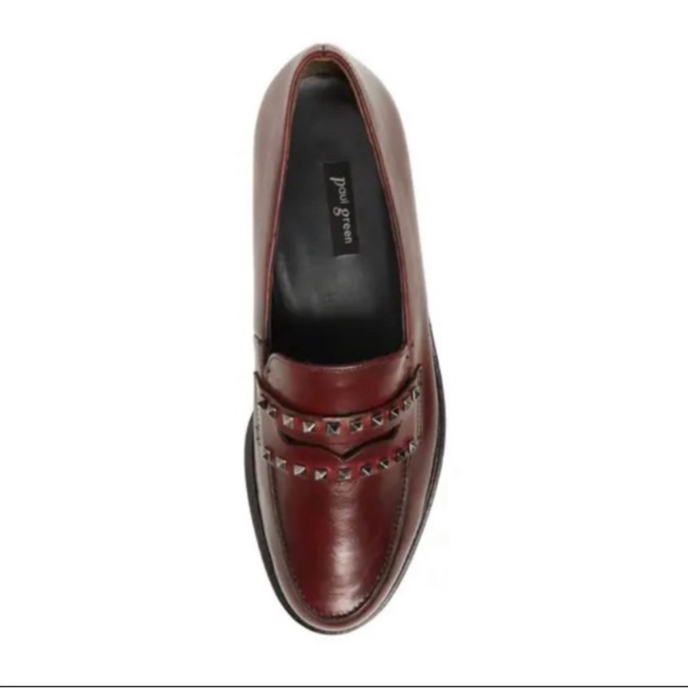 Paul Green Sofia Studded Leather Loafer Wine Size 8 - Picture 2 of 9